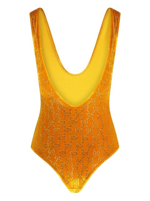 Gucci embellished-logo swimsuit - Yellow - zdjęcie produktu nr 2