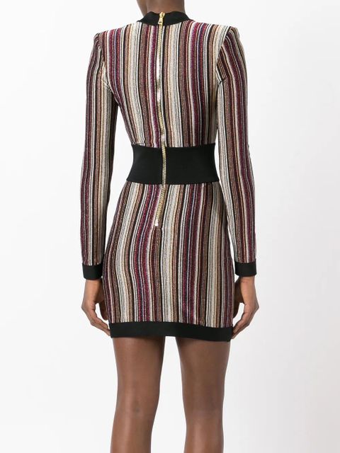 Balmain v-neck striped dress - Black