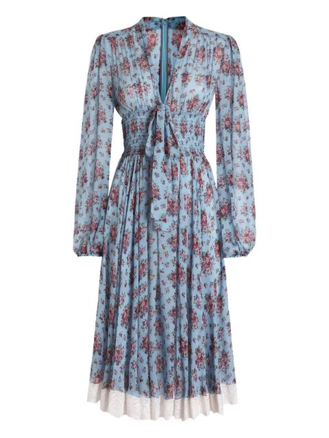 Dolce & Gabbana floral-print tie-detail dress - Blue - zdjęcie produktu nr 1