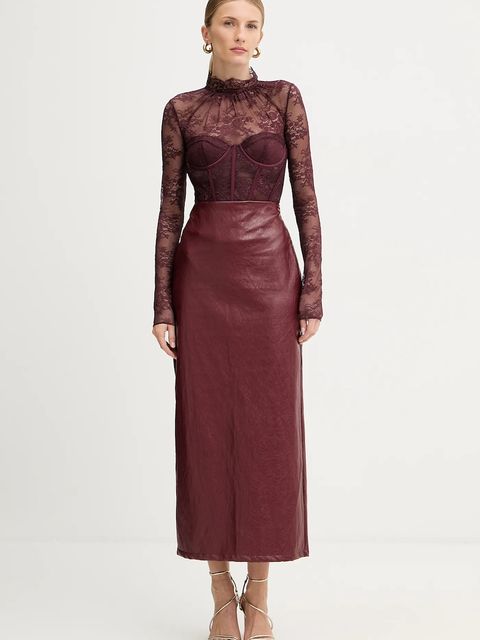 Retrofete body Valentina damskie kolor fioletowy z aplikacją FW24-10322