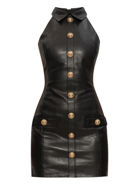 Balmain leather buttoned mini dress - Black - zdjęcie produktu nr 1