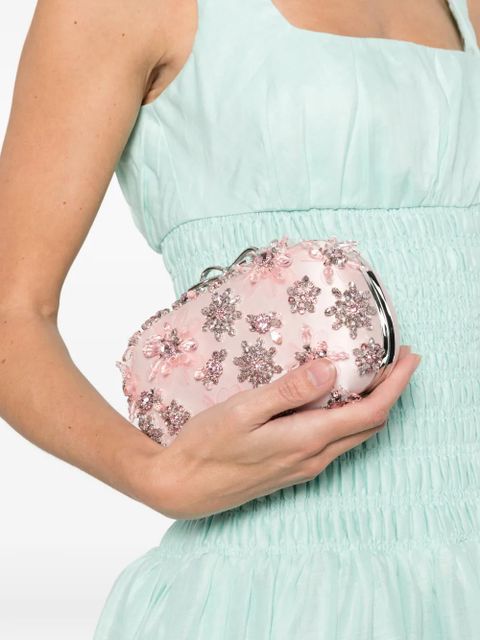 Self-Portrait floral-embellished clutch bag - Pink - zdjęcie produktu nr 2