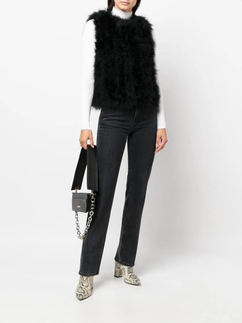 Yves Salomon silk feathered-finish waistcoat - Black