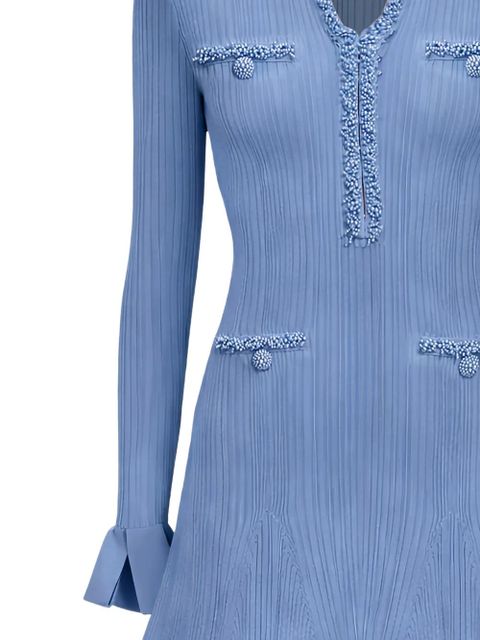 Self-Portrait pearl trim mini knit dress - Blue - zdjęcie produktu nr 2