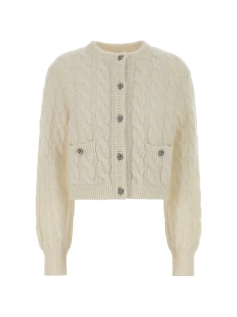 Alessandra Rich cable-knit cardigan - White - zdjęcie produktu nr 1