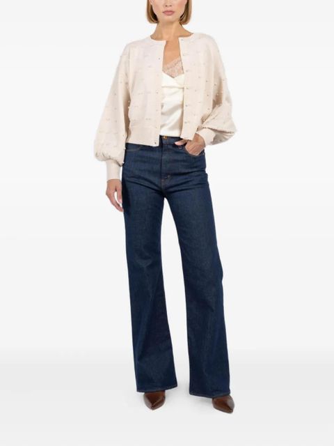 ZIMMERMANN pearl-embellished balloon-sleeve cardigan - White - zdjęcie produktu nr 2