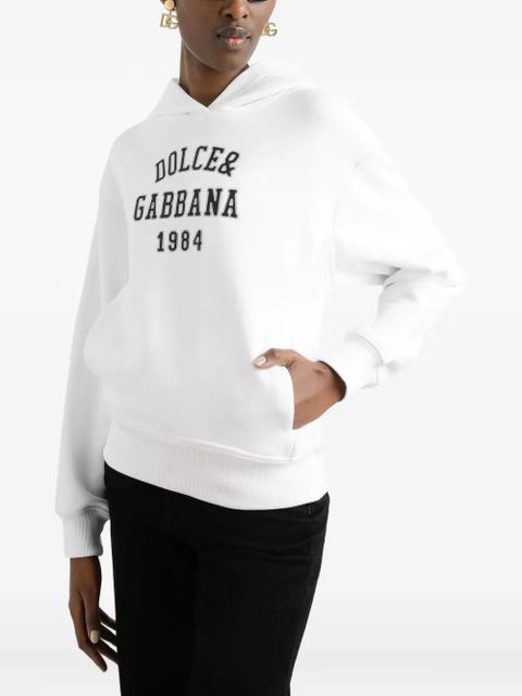 Dolce & Gabbana logo-embroidered hoodie - White