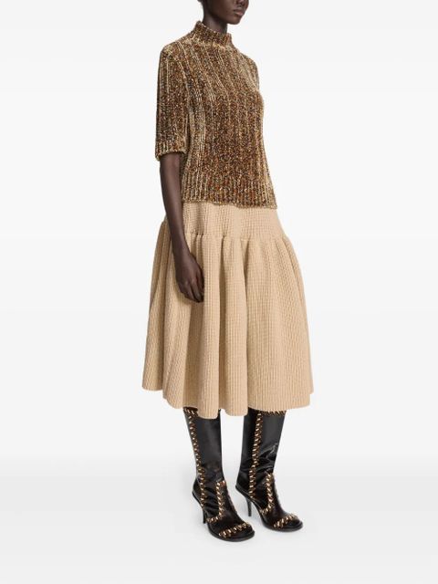 DRIES VAN NOTEN wool ribbed midi skirt - Neutrals - zdjęcie produktu nr 2