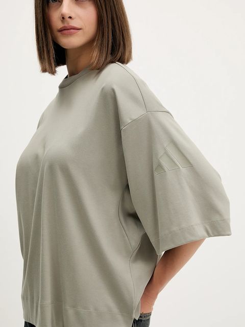 adidas t-shirt bawełniany Soft Lux damski kolor zielony JW5068