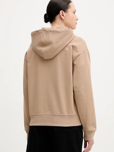 Calvin Klein Jeans bluza damska kolor brązowy z kapturem gładka LV047B237G - zdjęcie produktu nr 2