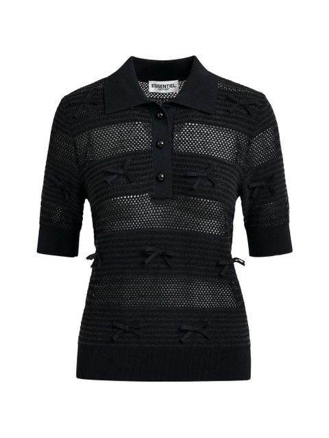 Essentiel Antwerp bow polo top - Black - zdjęcie produktu nr 1