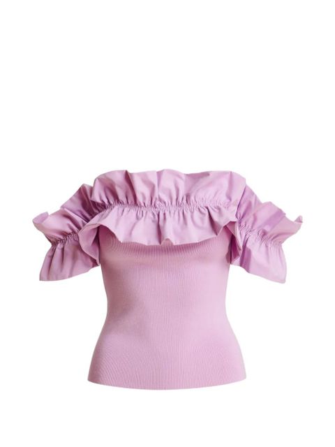 Essentiel Antwerp ruffled-neck off-shoulder top - Pink - zdjęcie produktu nr 1