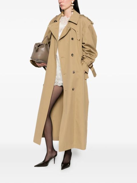 Saint Laurent button belted coat - Neutrals - zdjęcie produktu nr 2