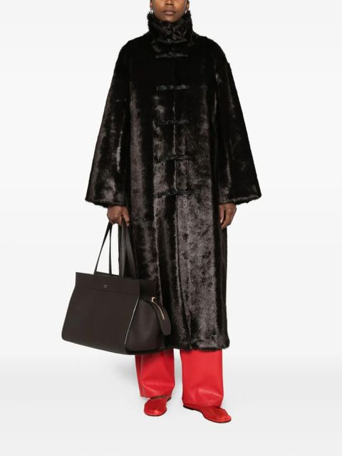 Róhe faux-fur buttoned coat - Brown