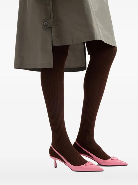 Prada 55mm triangle-logo slingback pumps - Pink