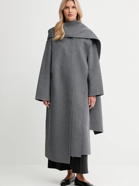 Calvin Klein płaszcz z dodatkiem wełny kolor szary LV044D555G - zdjęcie produktu nr 1