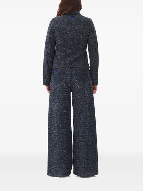 GANNI fluffy denim fitted blazer - Blue