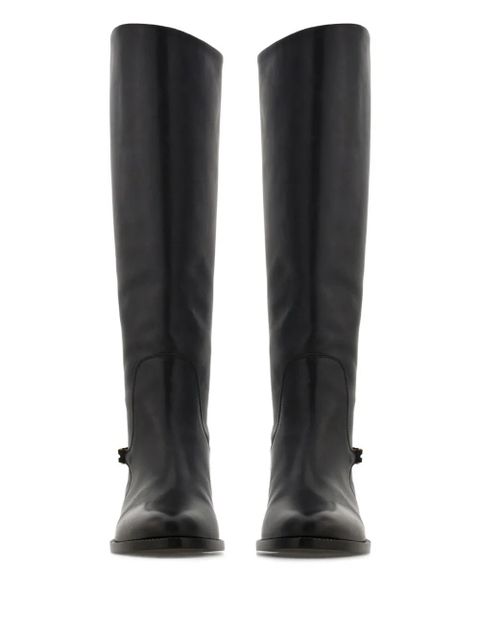 Ferragamo leather knee boots - Black