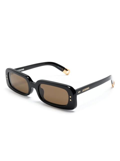 Jacquemus Azzuro rectangle-frame sunglasses - Black - zdjęcie produktu nr 2