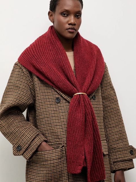 Answear.LAB szalik z wełną damski kolor czerwony gładki - zdjęcie produktu nr 1