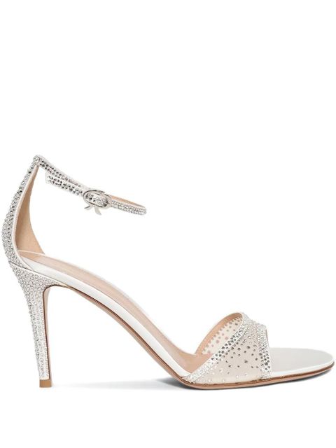 Gianvito Rossi 85mm crystal-embellished ankle-strap sandals - White - zdjęcie produktu nr 1