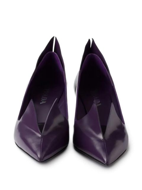 Prada 55mm pointed-toe leather pumps - Purple