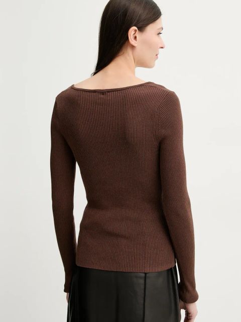 Herskind kardigan z domieszką jedwabiu Gili damski kolor brązowy 5539106