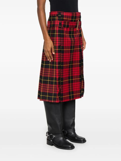 Alexander McQueen tartan-check midi skirt - Red