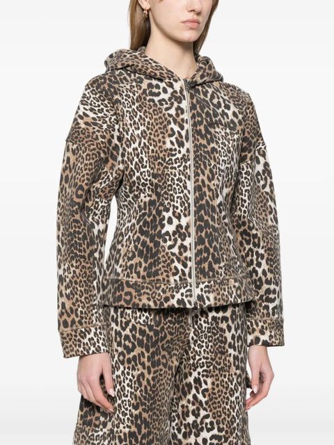 GANNI leopard-print hoodie - Brown