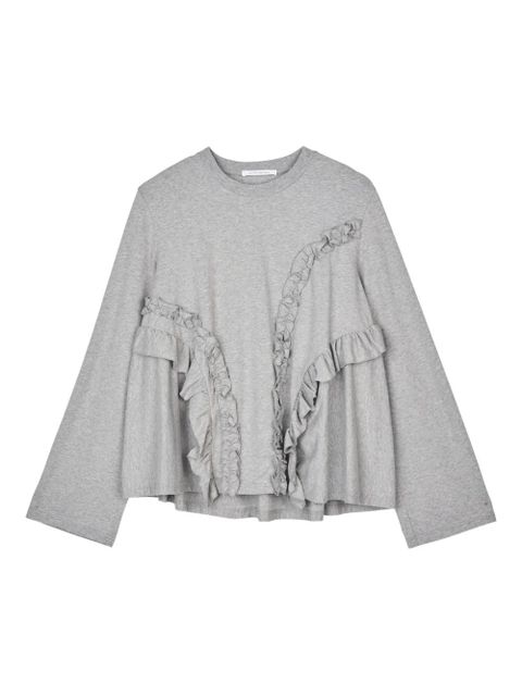 Cecilie Bahnsen Alva ruffled-detail T-shirt - Grey - zdjęcie produktu nr 1