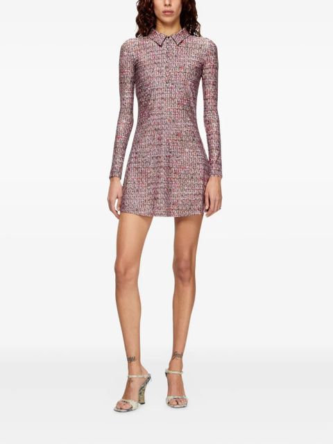 Diesel bouclé-print mini shirt dress - Pink - zdjęcie produktu nr 2