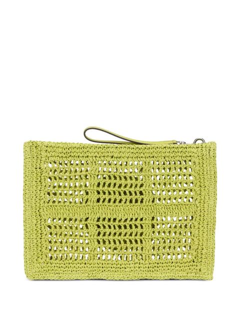 Tory Burch Ella logo-patch woven clutch bag - Green - zdjęcie produktu nr 2