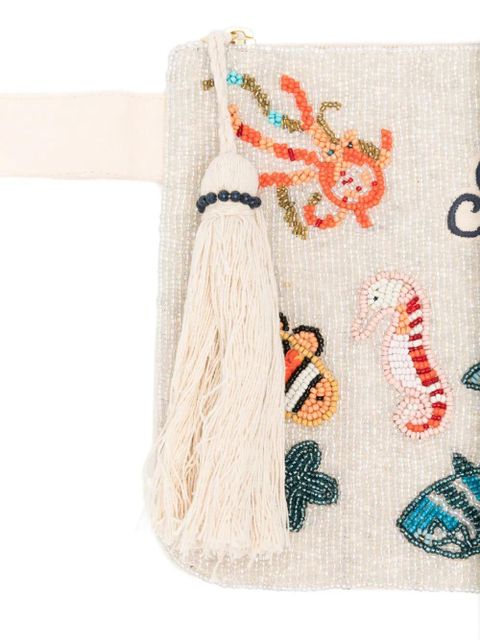 MC2 Saint Barth bead-embellished tassel-detail clutch bag - Neutrals