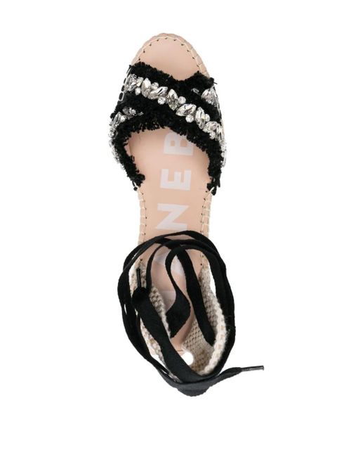 Manebi 110mm crystal-embellished wedge espadrilles - Black