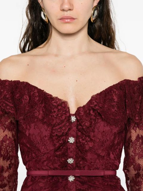 Self-Portrait lace button dress - Red
