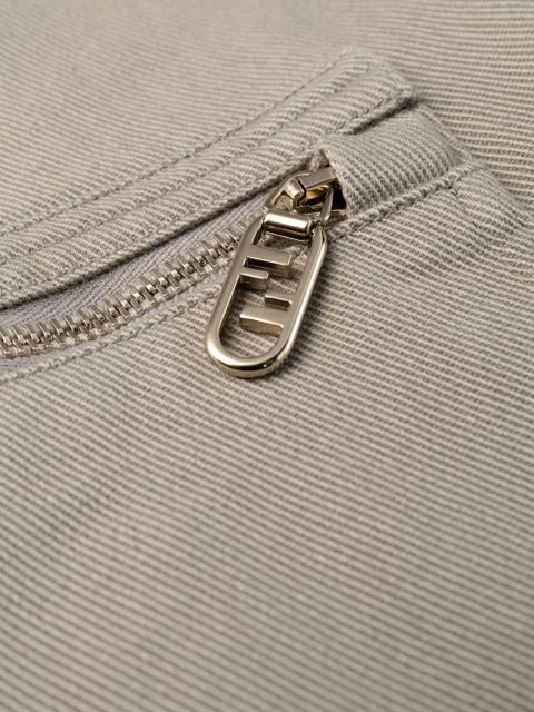 FENDI zip-detail straight-leg trousers - Green