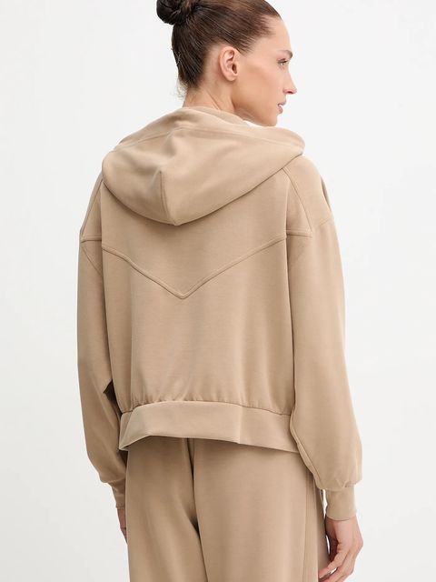 BOSS Orange bluza damska kolor beżowy z kapturem gładka 50547813