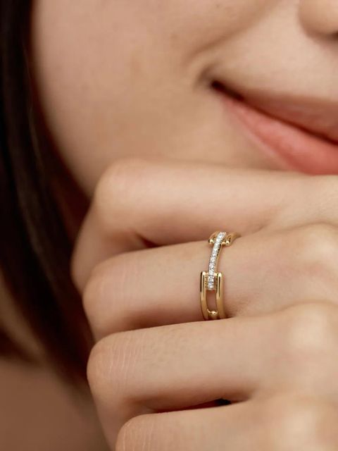 Monica Vinader 18K gold vermeil and silver Link diamond ring - zdjęcie produktu nr 2