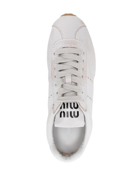 Miu Miu bleached leather sneakers - White - zdjęcie produktu nr 2