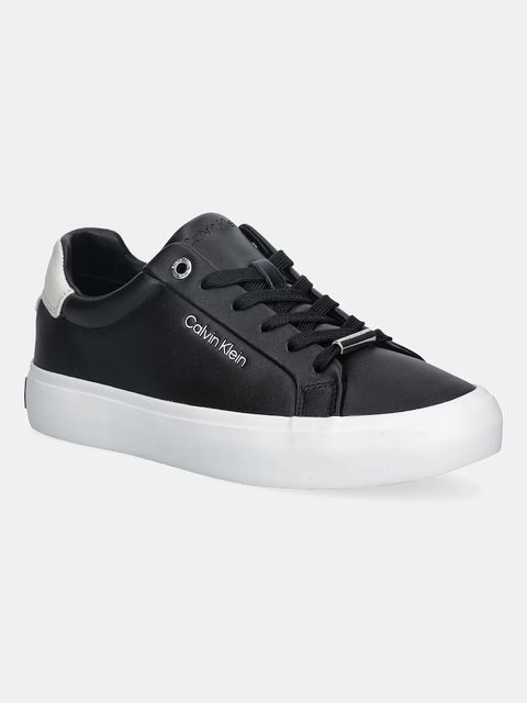Calvin Klein sneakersy skórzane VULC LACE UP LTH/MOIRE BT damskie kolor czarny HW0HW02747 - zdjęcie produktu nr 1