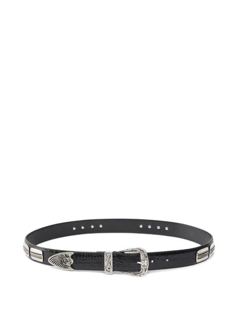 PINKO crocodile-effect leather belt - Black - zdjęcie produktu nr 1