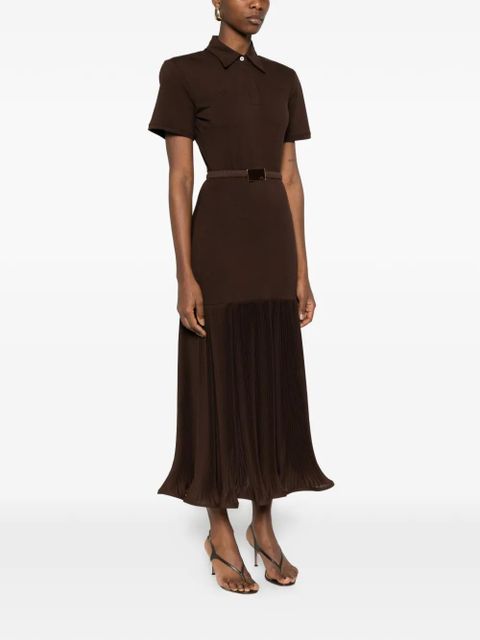 Rowen Rose pleated collared midi dress - Brown