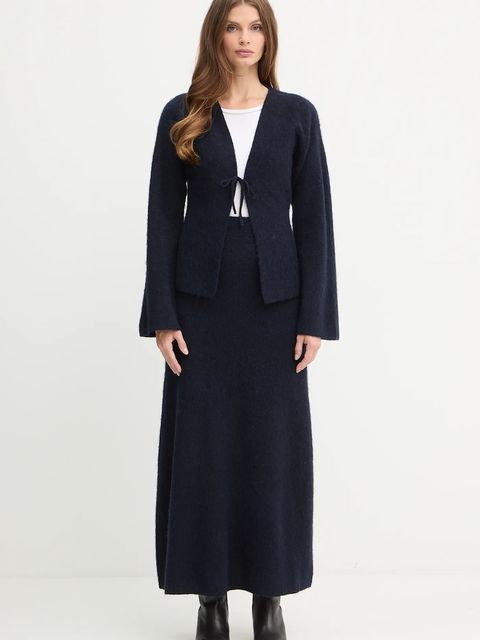 BOSS Orange spódnica z domieszką wełny kolor granatowy maxi rozkloszowana 50548955 - zdjęcie produktu nr 2