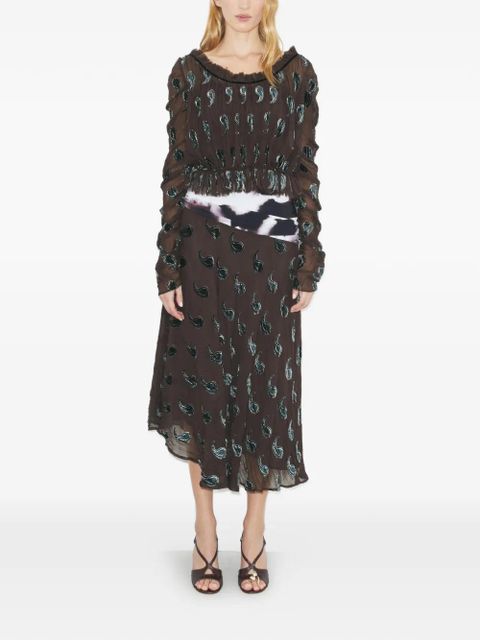 Tory Burch ruched velvet top - Brown - zdjęcie produktu nr 2