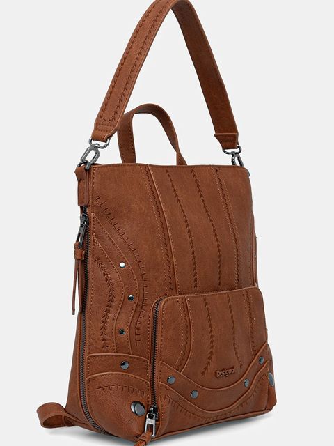 Desigual plecak EMBRO PATCH PRETORIA damski kolor brązowy mały gładki 25WAKP23 - zdjęcie produktu nr 2