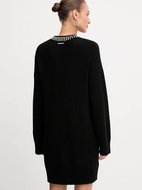Pinko sukienka z domieszką wełny kolor czarny midi oversize 105746 A2S4 - zdjęcie produktu nr 2