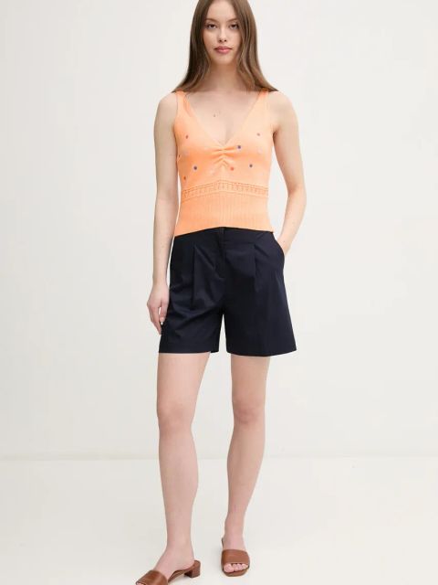 United Colors of Benetton top bawełniany kolor pomarańczowy 10C1EH01A