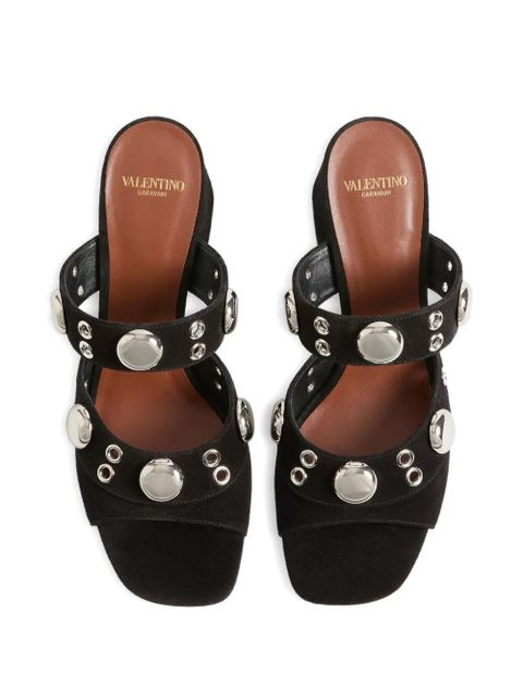 Valentino Garavani studs logo-plaque sandals - Black