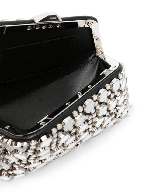 The Attico Midnight stud-embellished leather clutch bag - Black