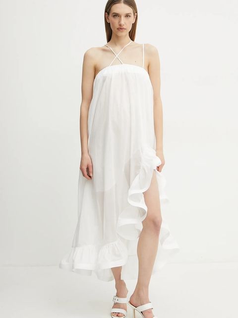 Simona Corsellini sukienka bawełniana kolor biały midi rozkloszowana P25CPAB046 - zdjęcie produktu nr 2